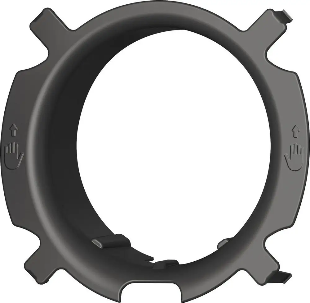 Schwarzer Steckadapter mit ergonomischen Griffen, designed für die dezentrale Lüftung von Bosch, mit symbolischen Hinweisen zur Handhabung.